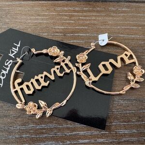Dolls Kill Rose Gold Floral Hoop Earrings